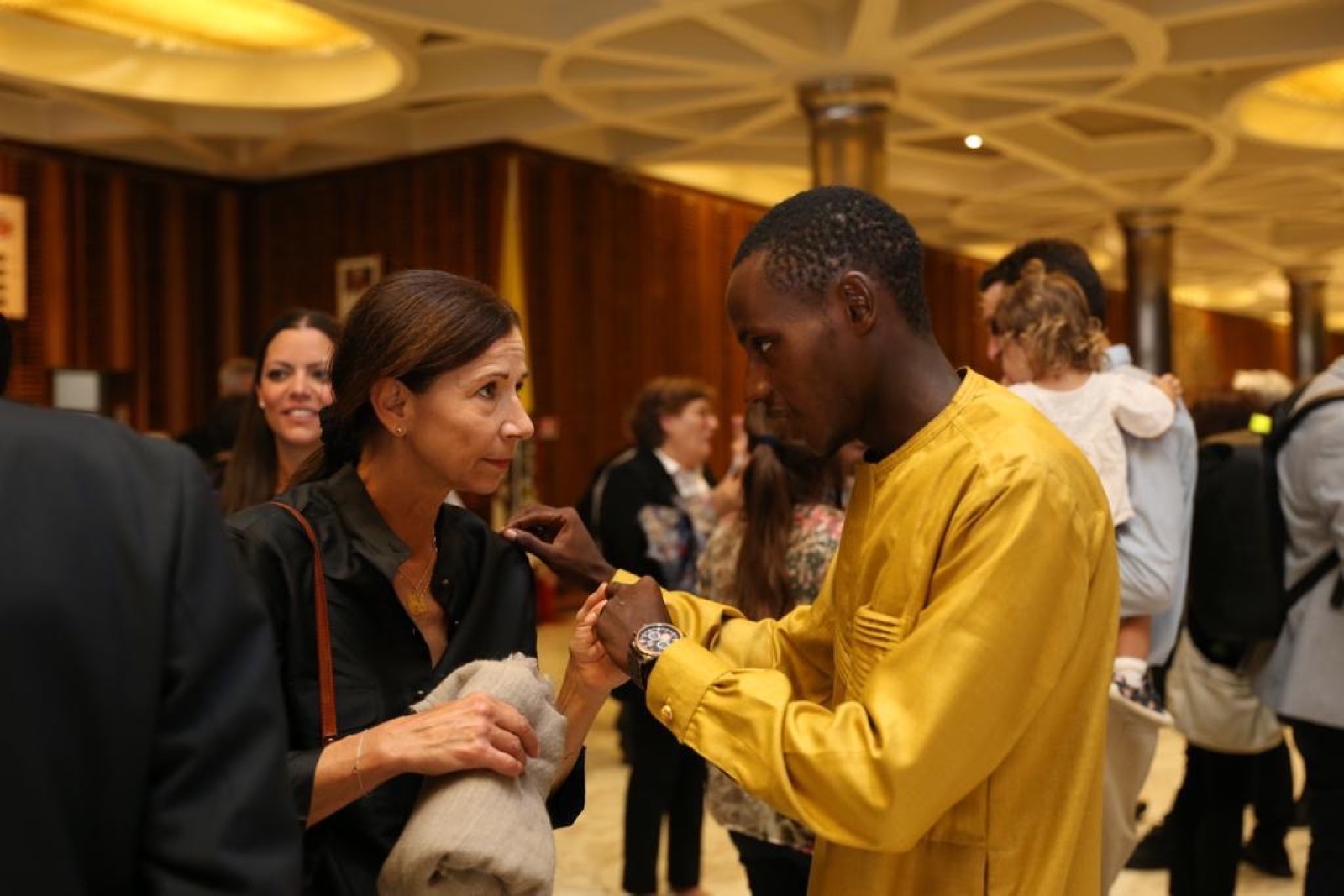 Arouna and Melinda at the global premiere of The Letter in Rome.